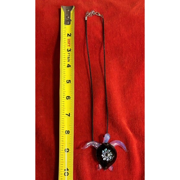 Beautiful Hand Blown Glass Purple & Black Sea Turtle Necklace - Picture 8 of 8